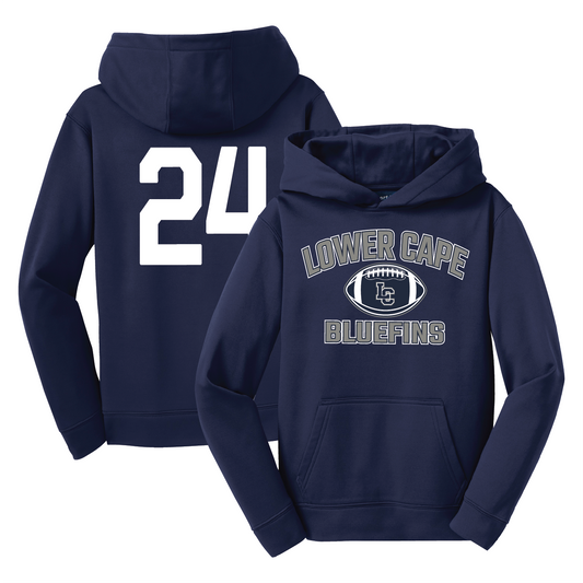 Lower Cape Bluefins - Youth Sport-Wick® Fleece Hooded Pullover - LC Football