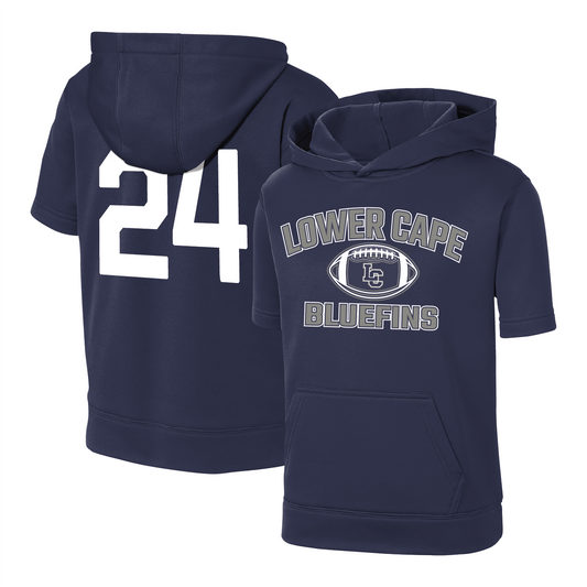 Lower Cape Bluefins - Youth Sport-Wick ® Fleece Short Sleeve Hooded Pullover - LC Football