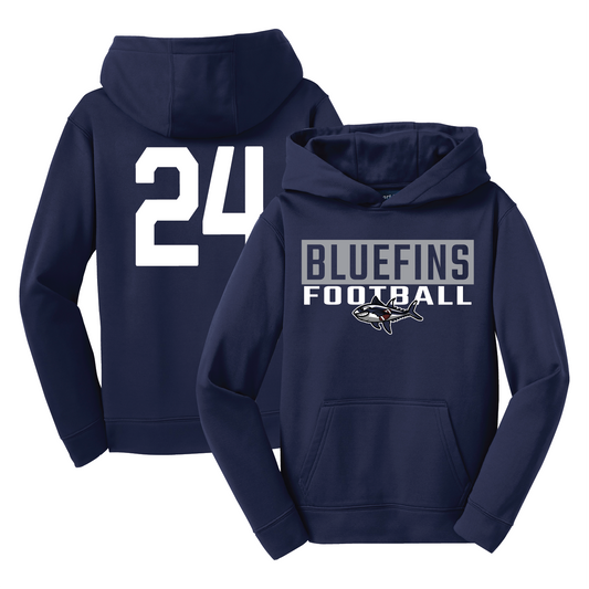 Lower Cape Bluefins - Youth Sport-Wick® Fleece Hooded Pullover - Block