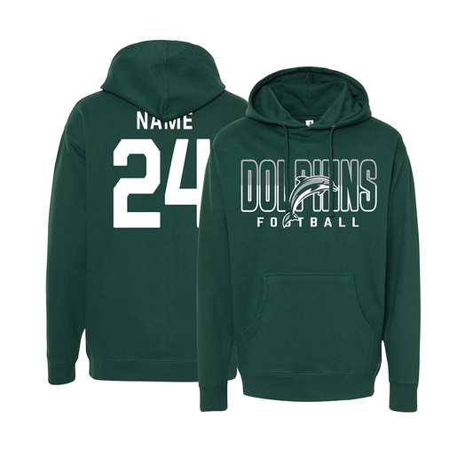 DY Dolphoins Football -  Split Text Hoodie