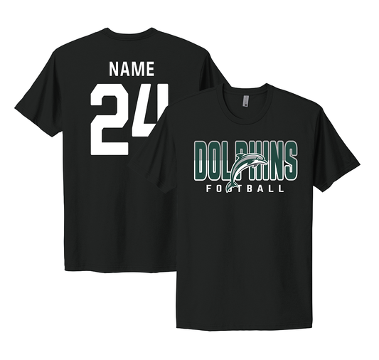 DY Dolphoins Football -  Split Text Short Sleeve T-Shirt