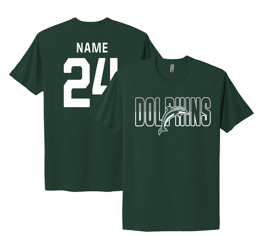 DY Dolphoins Football -  Split Text Short Sleeve T-Shirt