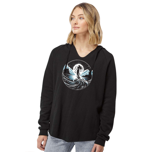 Medium By The Sea - Women’s Lightweight California Wave Wash Hooded Sweatshirt