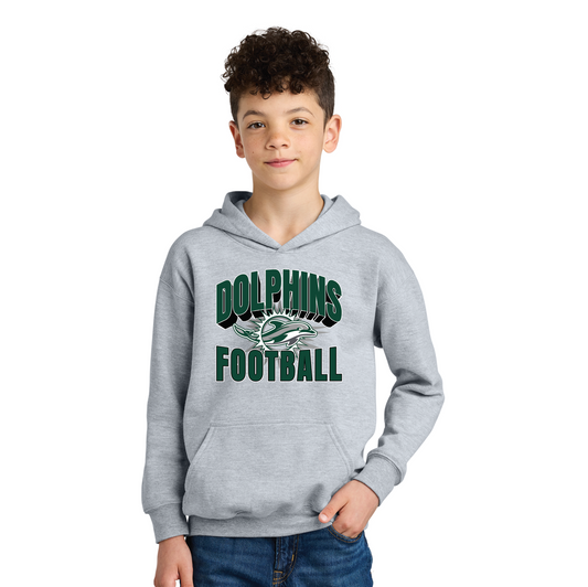 DY - Football - Dolphin Football - Youth Hooded Sweatshirt