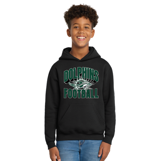 DY - Football - Dolphin Football - Youth Hooded Sweatshirt