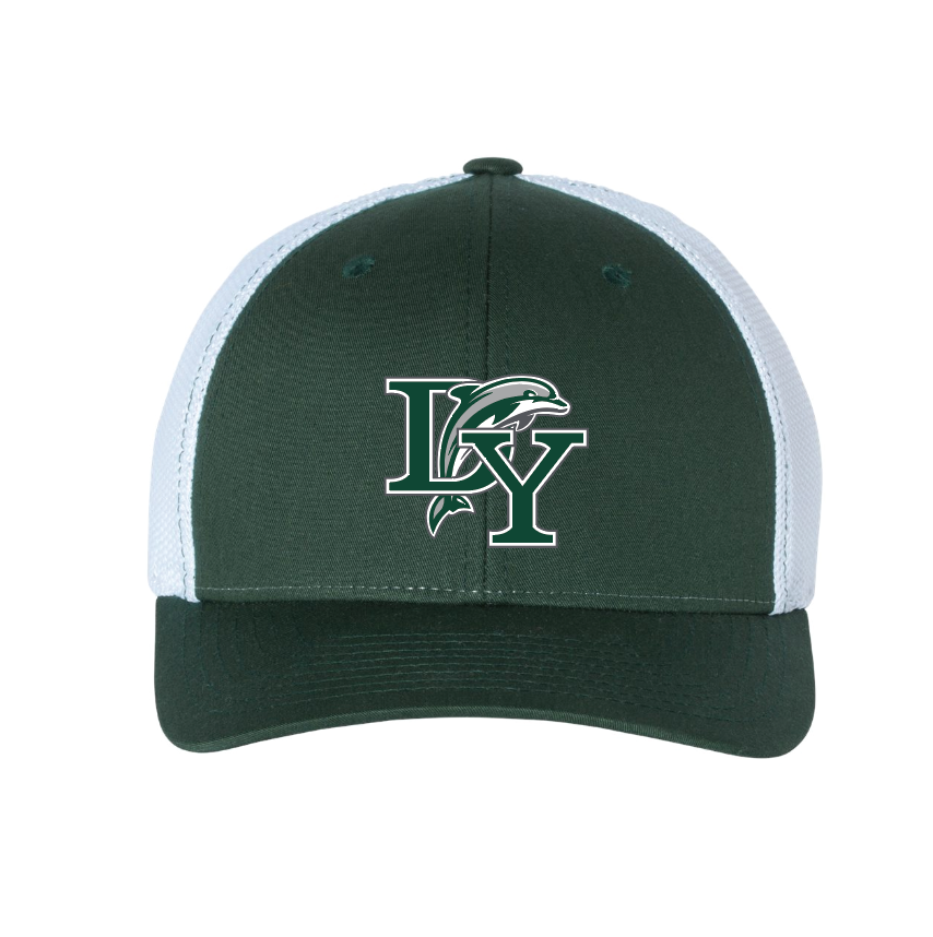 DY Logo - Fitted Trucker with R-Flex Cap - Dark Green and White